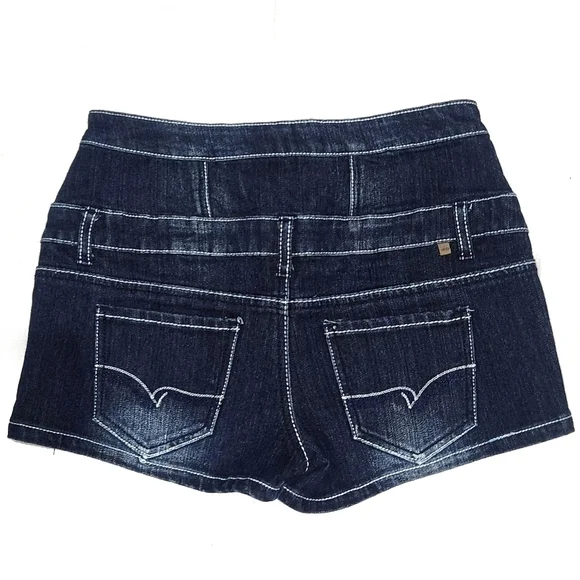 Denim Bell Button Shorts - Picture 2 of 5